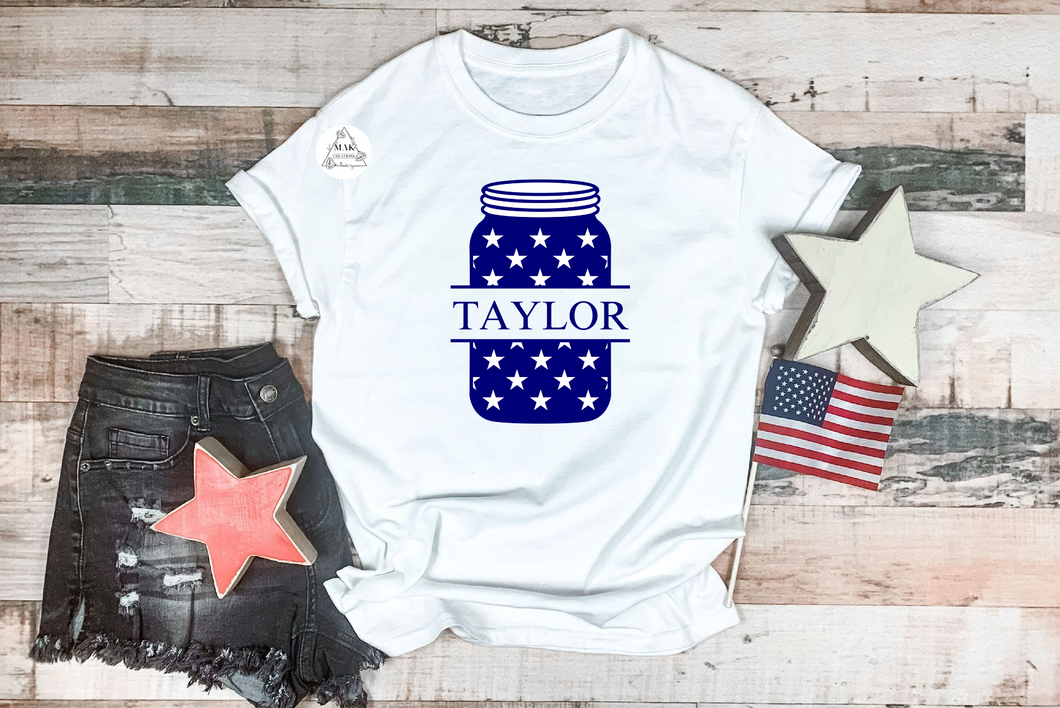 Blue and Stars Mason Jar (Personalized)