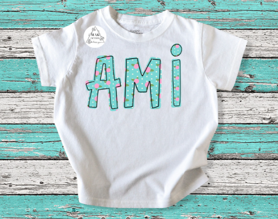 Pink and Blue Floral Alpha (AVAILABLE IN ALL SIZES)