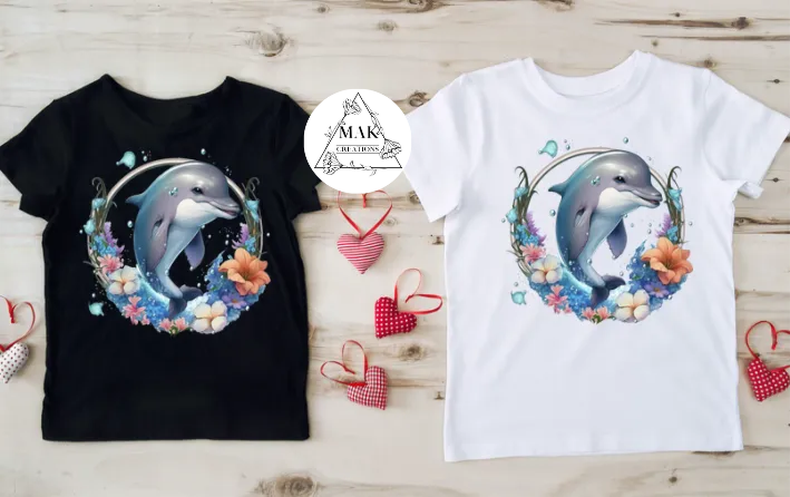 Dolphin with Flowers (AVAILABLE IN ALL SIZES)