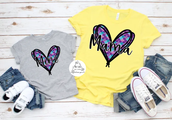 Mermaid Heart (Mama and Mini) (AVAILABLE IN ALL SIZES)