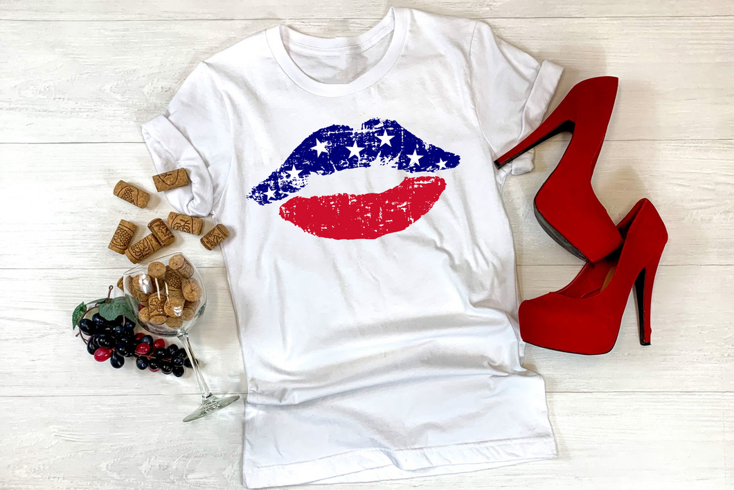 Red and Blue Kiss with Stars