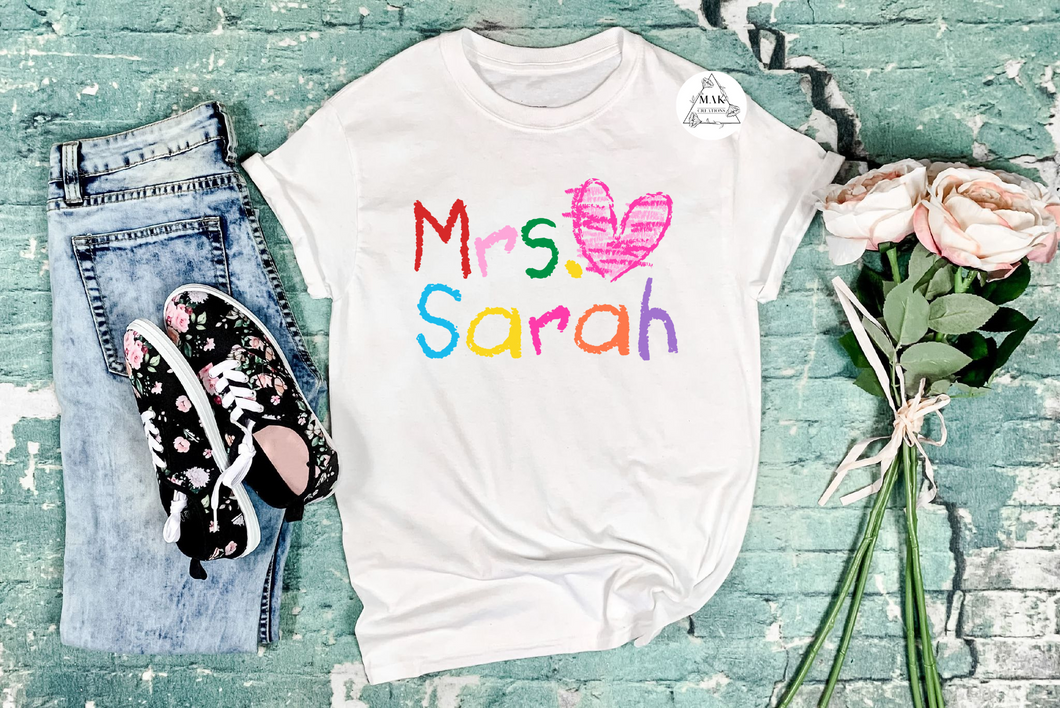 Personalized Teacher's Name with Heart