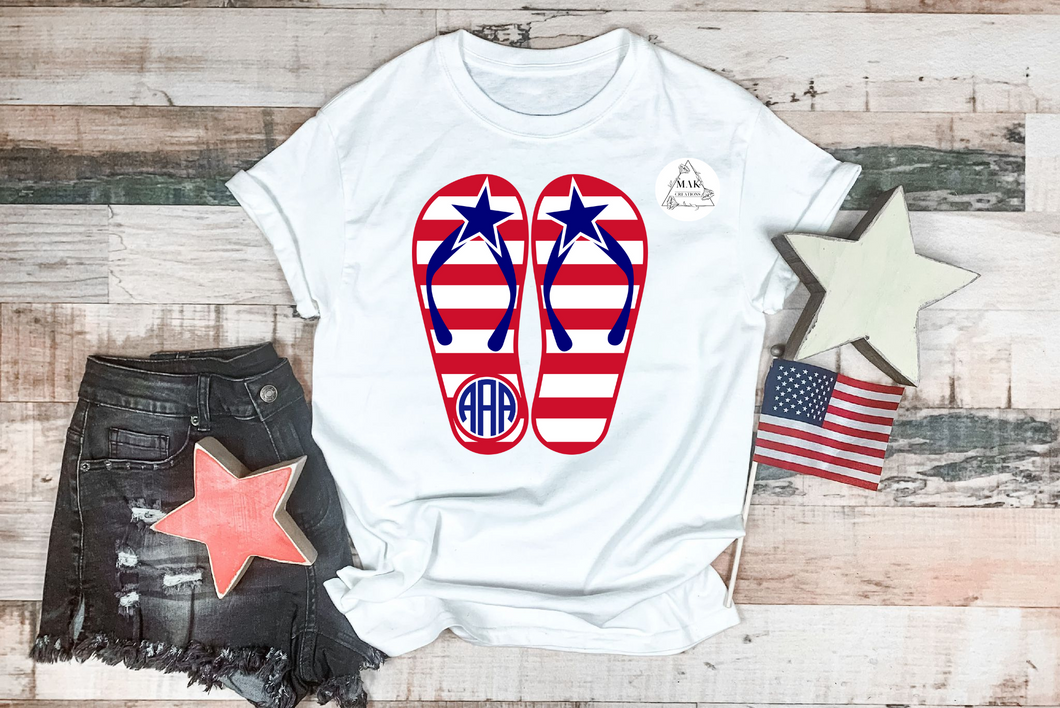 Patriotic Flip Flops Monogram #1