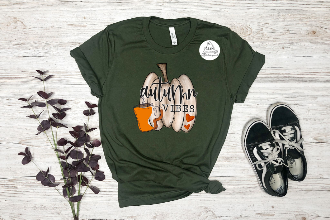Autumn Vibes (pumpkin with coffee cup) (AVAILABLE IN ALL SIZES)