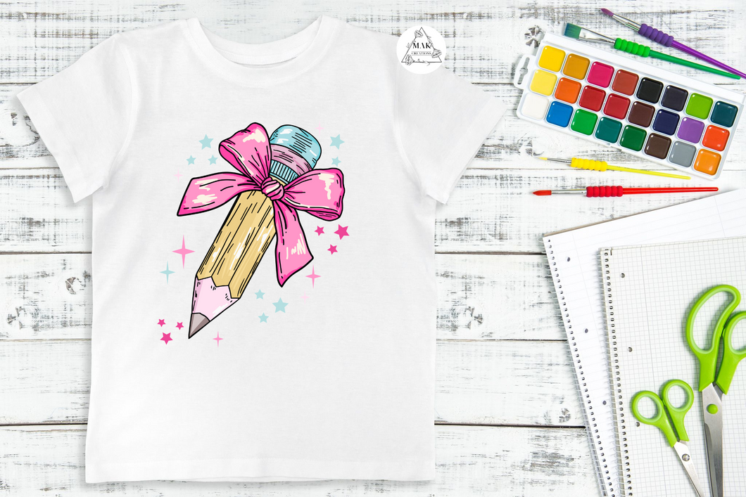 Pink Bow Pencil (With No Personalization)