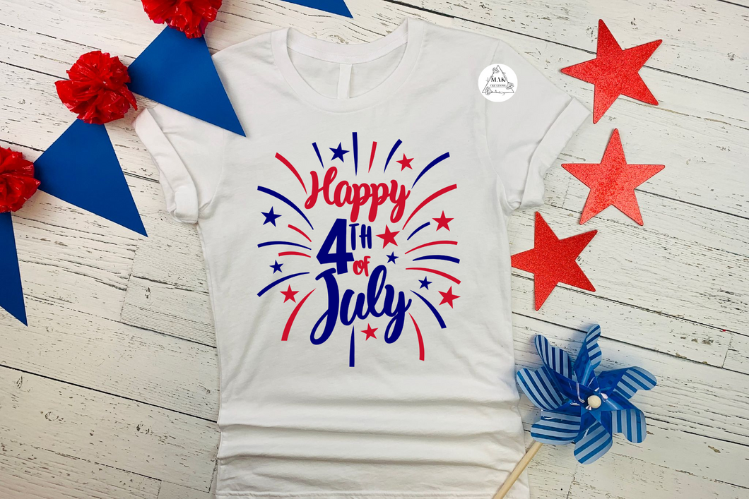 Happy 4th of July (with stars and fireworks)