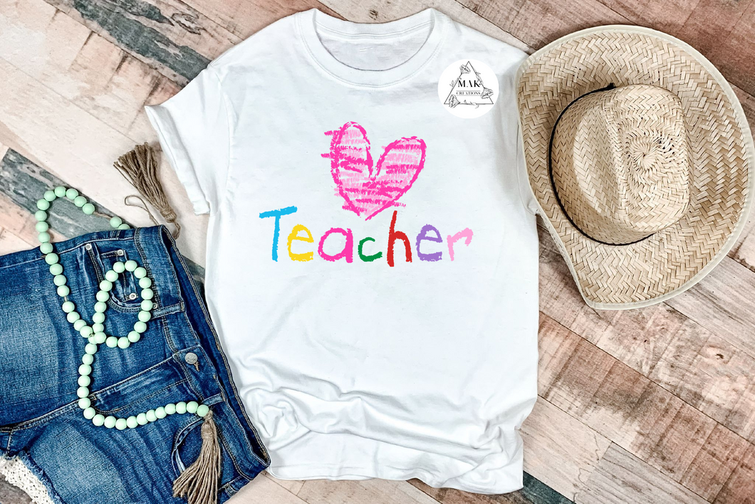 Teacher with Pink Heart
