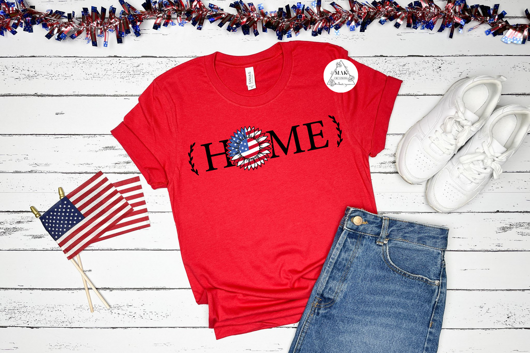 Home with Red, White, Blue Sunflower