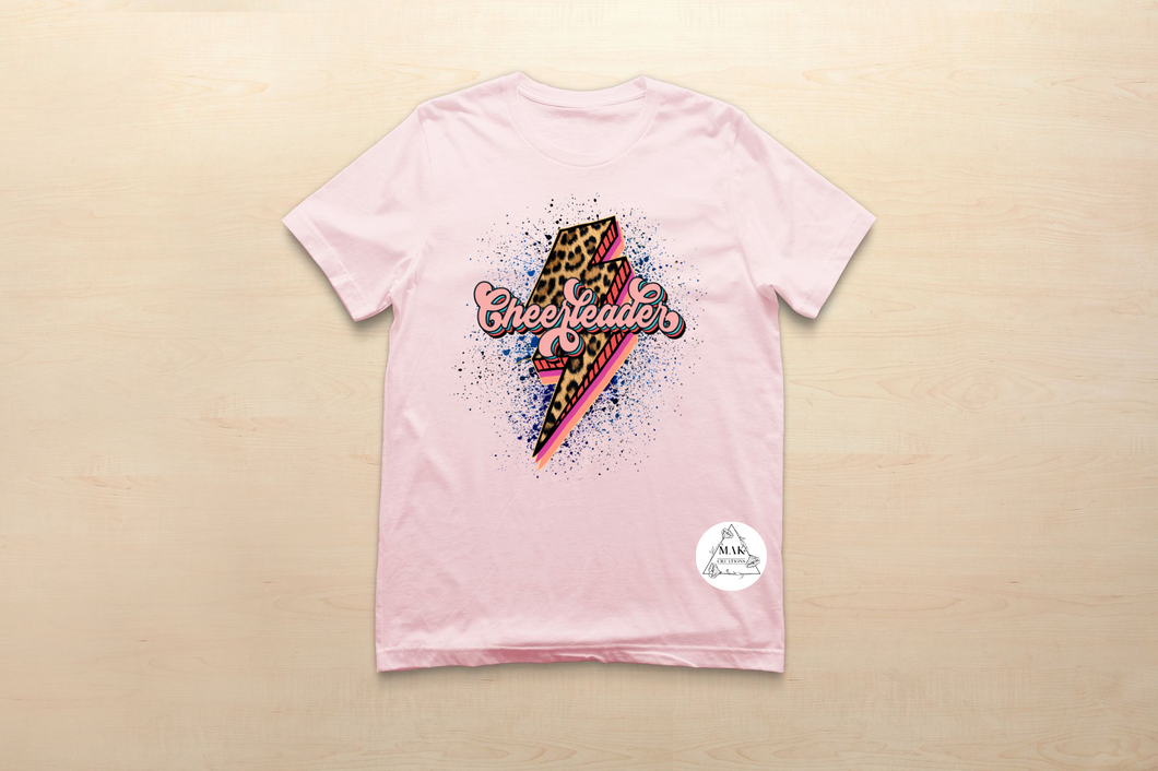 Cheerleading (leopard lightening bolt)   (AVAILABLE IN ALL SIZES)
