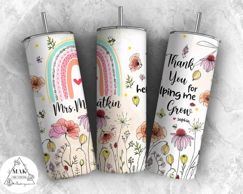 Personalized Floral Teacher Tumbler