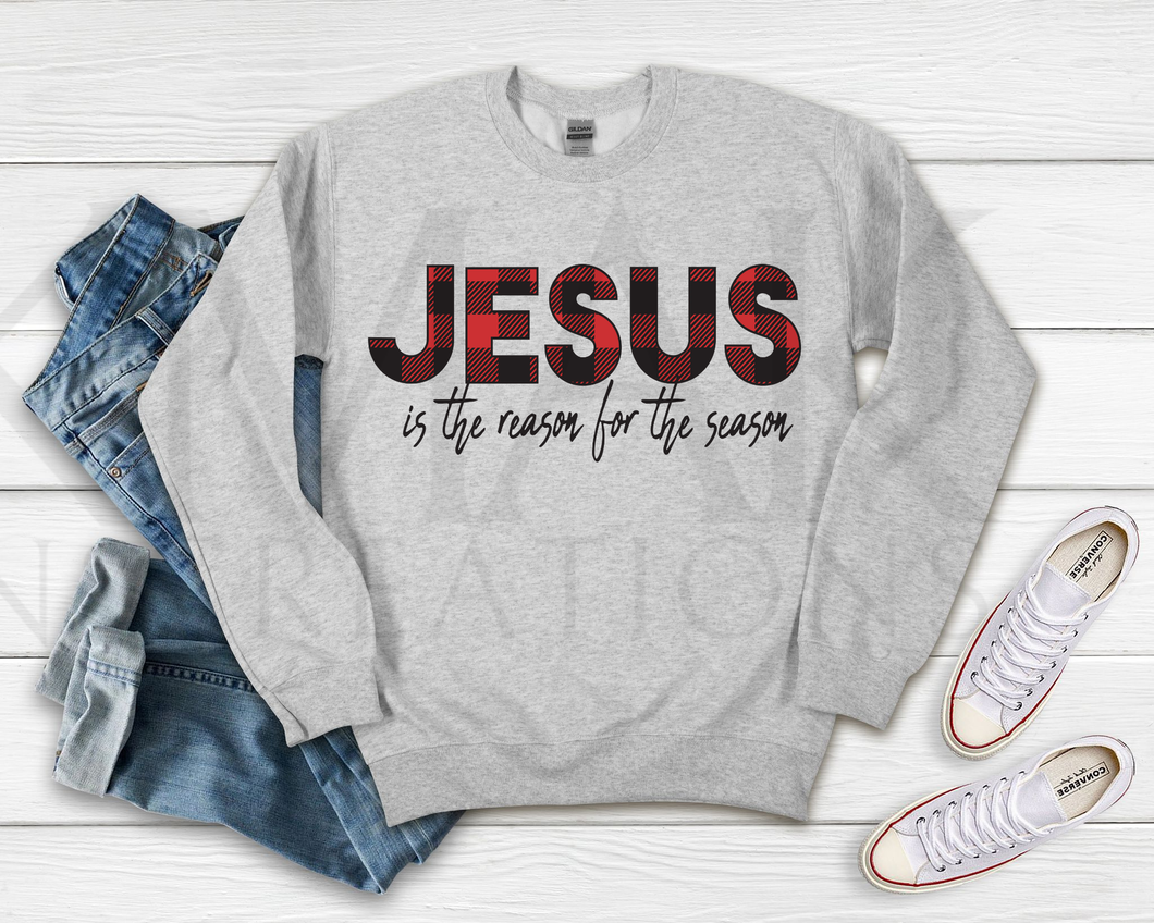Jesus Is the Reason (Red and Black Buffalo Plaid) (AVAILABLE IN ALL SIZES)