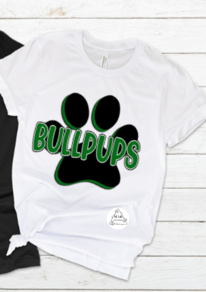 Bullpups with Black and Green Paw Print
