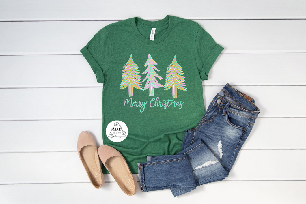 Merry Christmas (colorful trees) (AVAILABLE IN ALL SIZES)