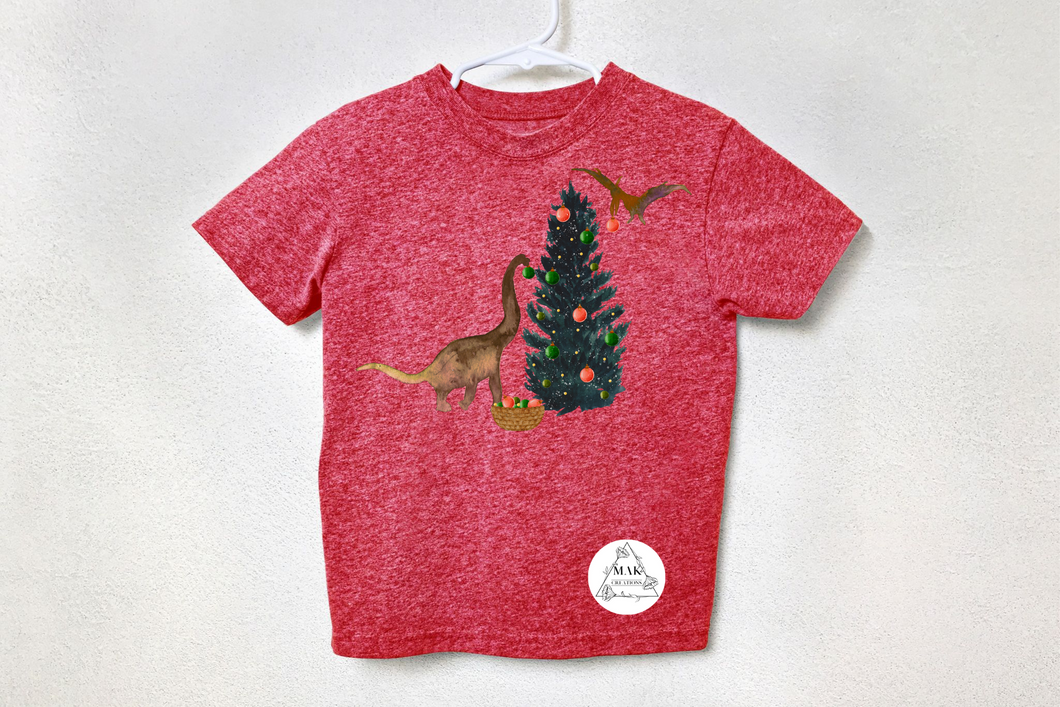 Dinos with Christmas Tree (AVAILABLE IN ALL SIZES)