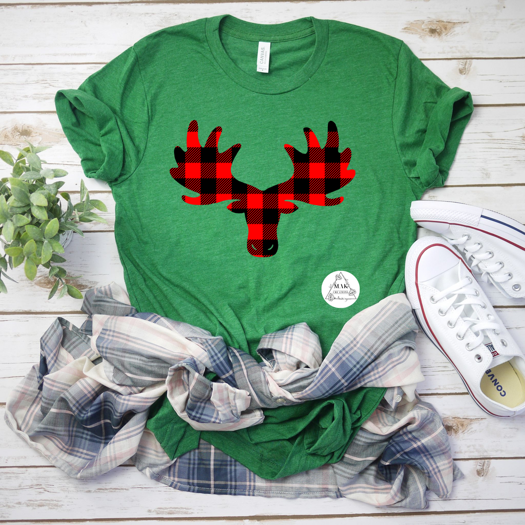 Moose Head (Red and Black Buffalo Plaid) (AVAILABLE IN ALL SIZES)