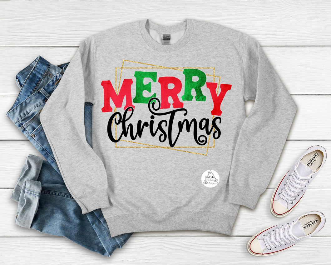 Merry Christmas (Gold Frame)  (AVAILABLE IN ALL SIZES)
