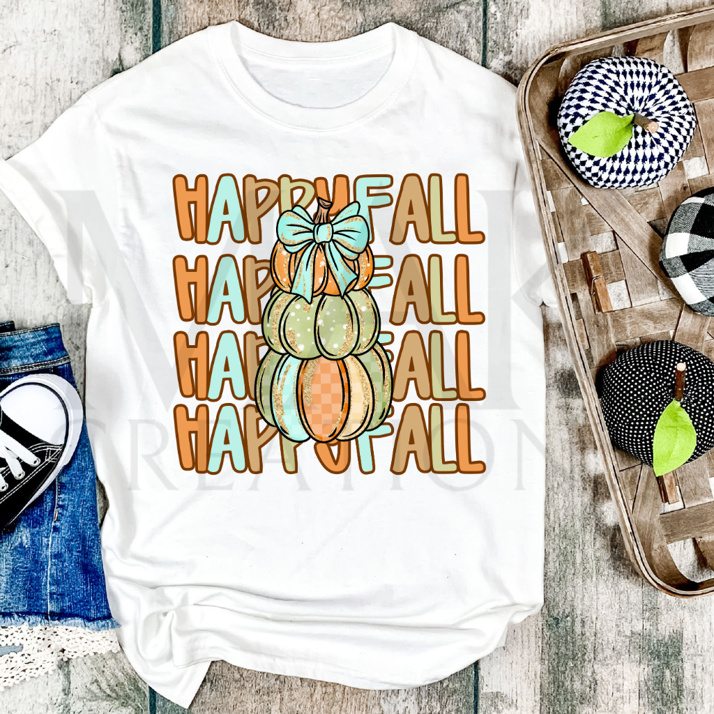 Happy Fall Stacked Pumpkins