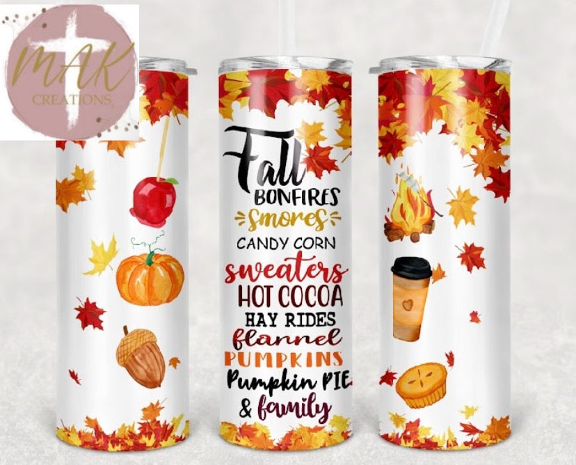 Fall Words (20 oz Skinny Tumbler)