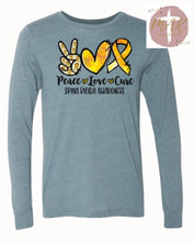 Load image into Gallery viewer, Peace Love Cure Spina Bifida Awareness (AVAILABLE IN ALL SIZES)
