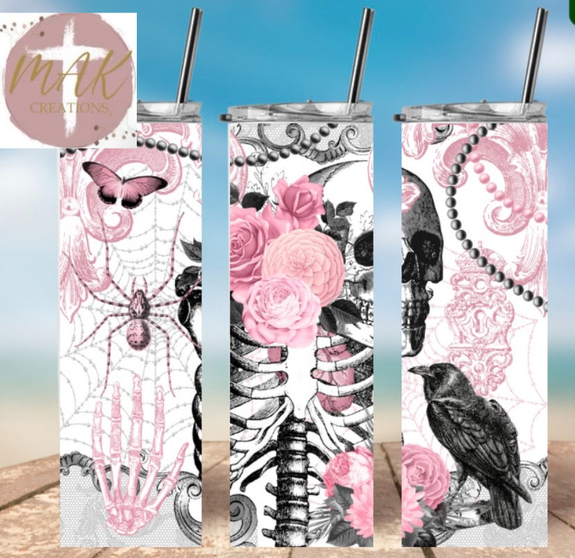Pink Skeleton  (20 oz Skinny Tumbler)