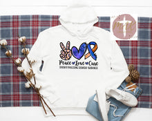 Load image into Gallery viewer, Peace Love Cure Sensory Processing Disorder Awareness (AVAILABLE IN ALL SIZES)
