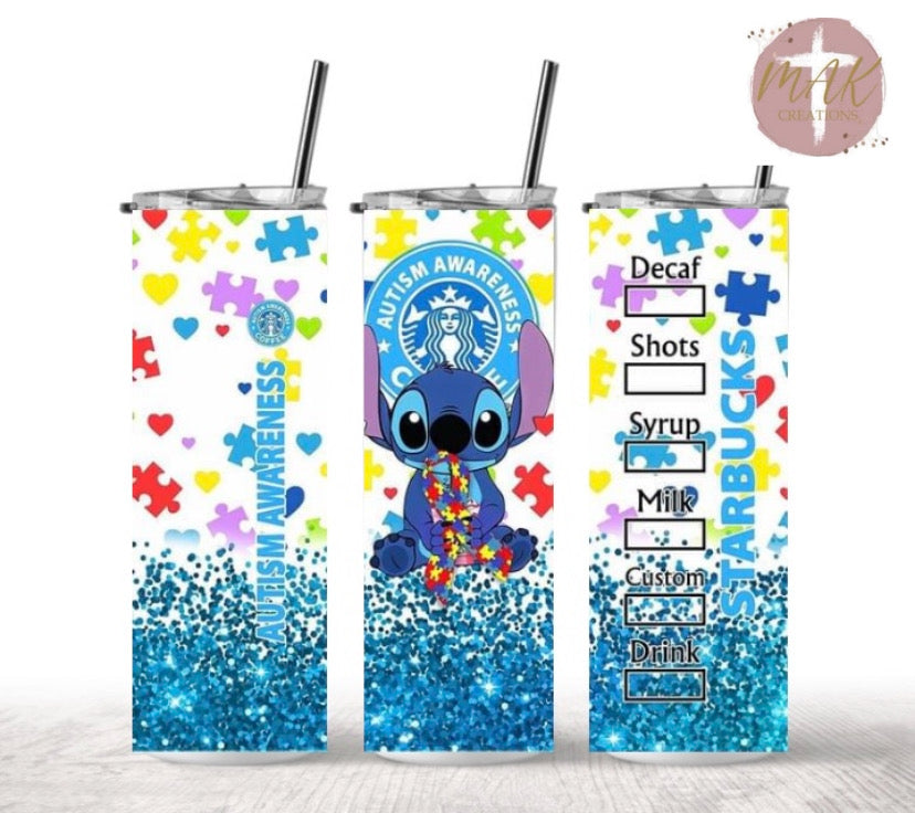 20 oz Skinny Tumbler Autism (SB)