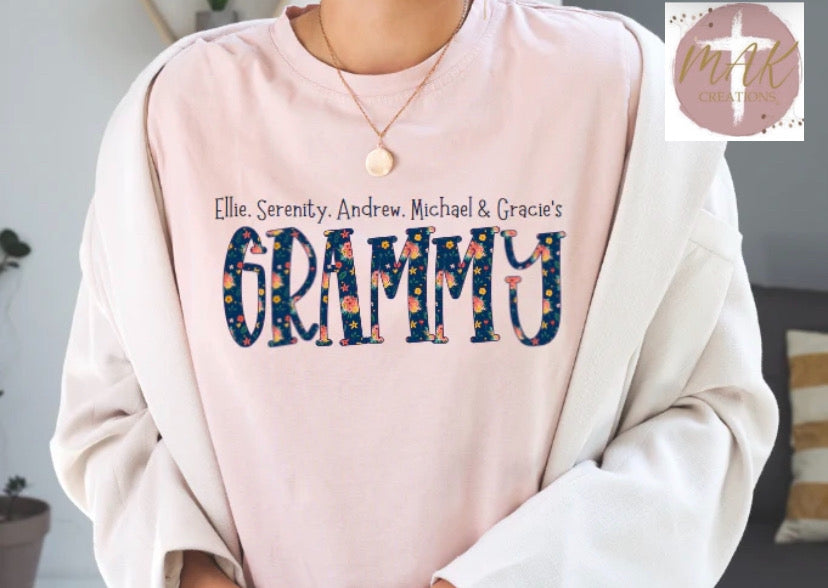 Personalized Grammy Floral  (ADULT)