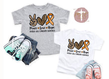 Load image into Gallery viewer, Peace Love Cure Prader Willi Syndrome Awareness (AVAILABLE IN ALL SIZES)

