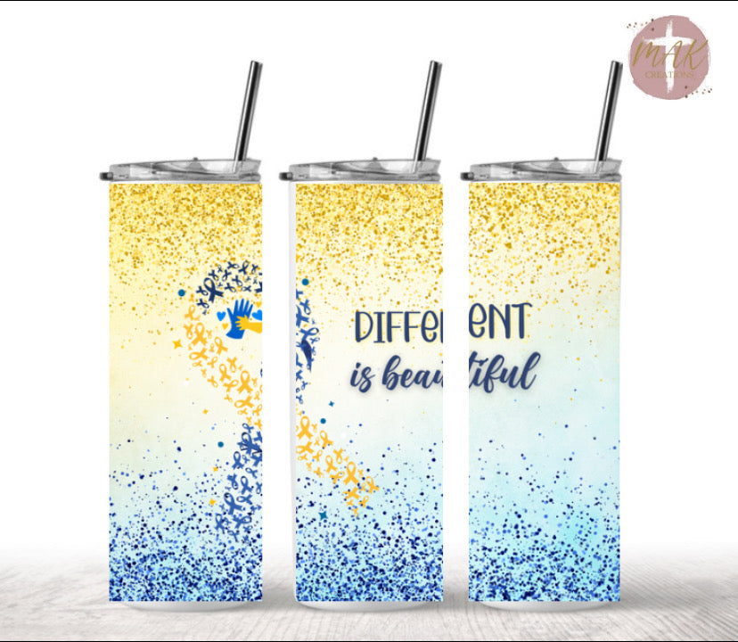20 oz Skinny Tumbler Different is Beautiful