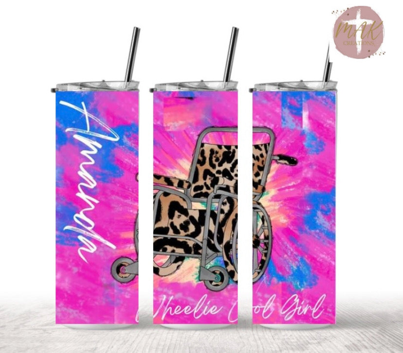 20 oz Skinny Tumbler Wheelie Cool Girl