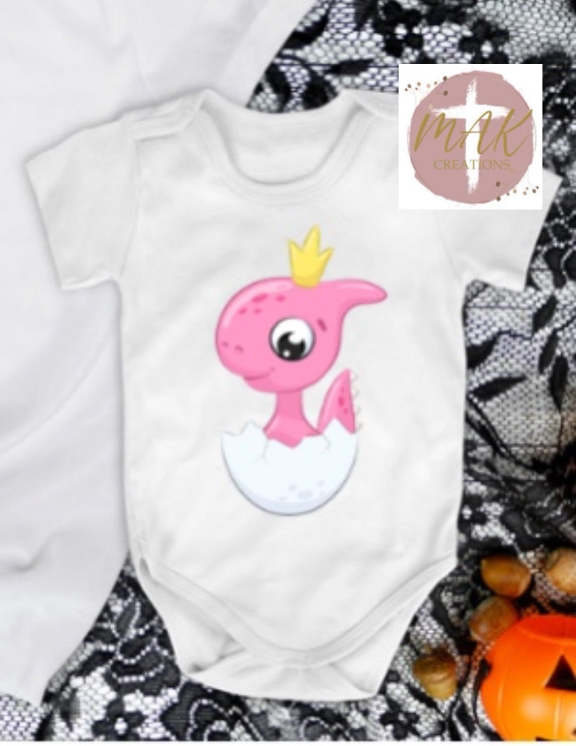 Pink Dino with Crown (AVAILABLE IN ALL SIZES)