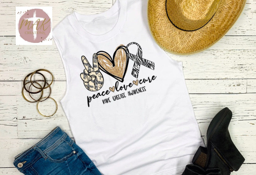 Peace Love Cure Rare Disease Awareness (AVAILABLE IN ALL SIZES)