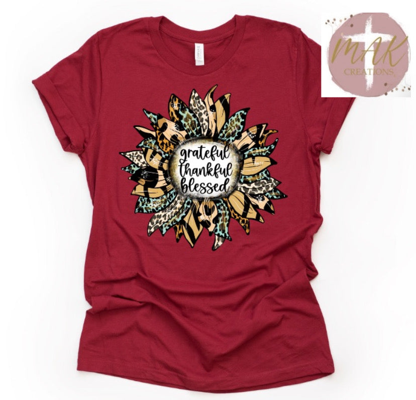 Sunflower Thankful Grateful Blessed (AVAILABLE IN ALL SIZES)