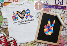 Load image into Gallery viewer, Peace Love Acceptance Autism Awareness (AVAILABLE IN ALL SIZES)
