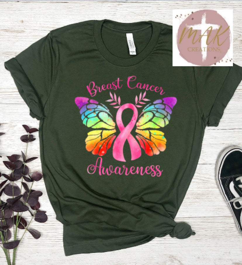 Breast Cancer Multicolored Butterfly (ALL SIZES AVAILABLE)