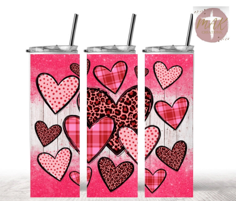 Valentines Day Hearts (20 oz Skinny Tumbler)