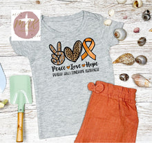 Load image into Gallery viewer, Peace Love Cure Prader Willi Syndrome Awareness (AVAILABLE IN ALL SIZES)
