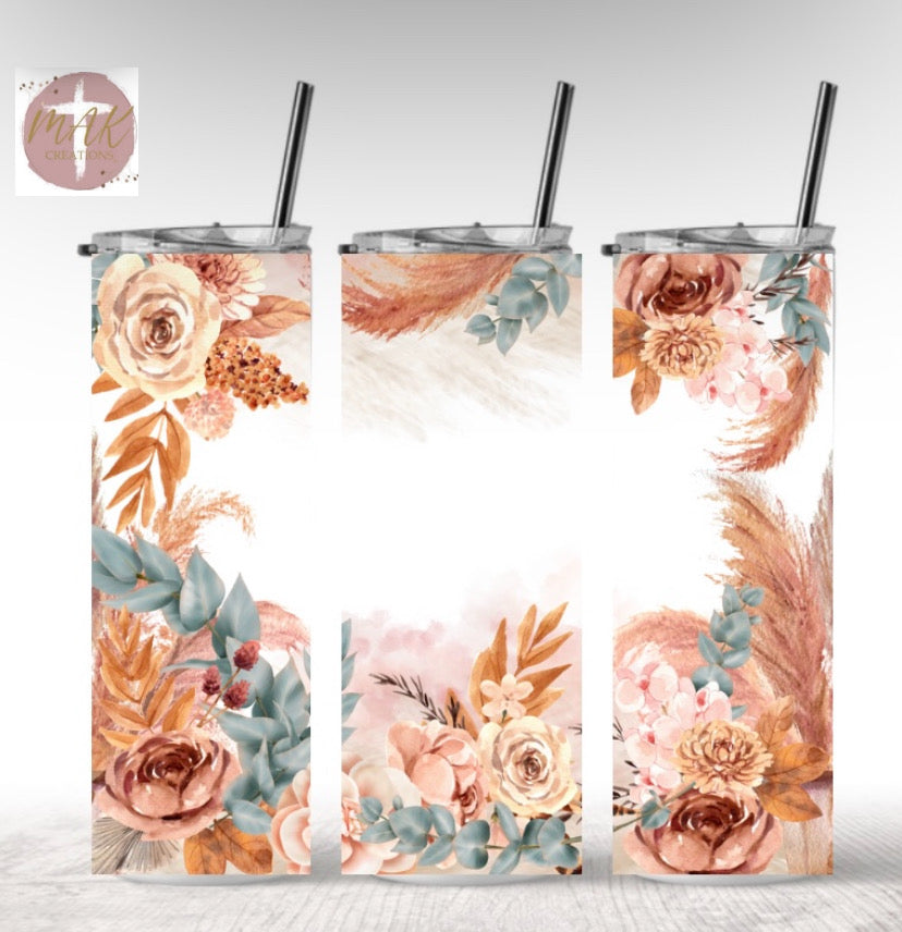Boho Floral Add Name (20 oz Skinny Tumbler)