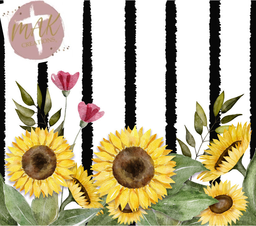 20 oz Skinny Tumbler Sunflower Black Stripes