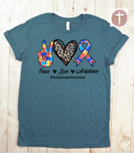 Load image into Gallery viewer, Peace Love Acceptance Autism Awareness (AVAILABLE IN ALL SIZES)
