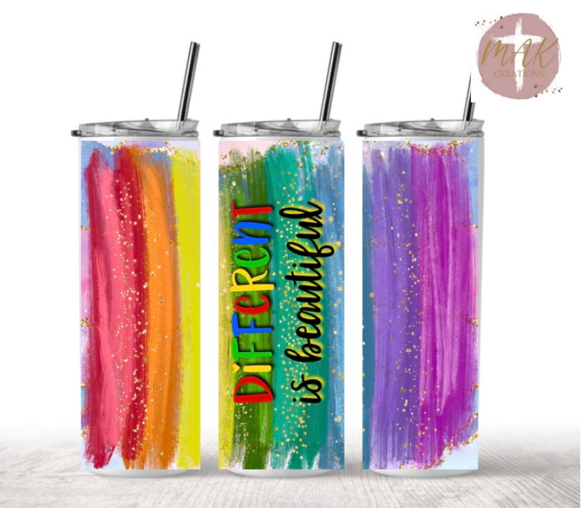 20 oz Skinny Tumbler Different Is Beautiful