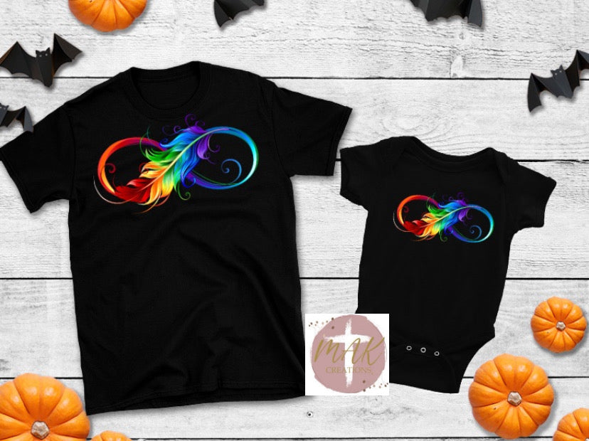 Colorful Feather Infinity Symbol   (AVAILABLE IN ALL SIZES)