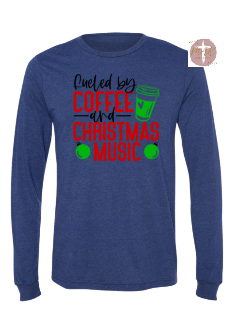 Fueled By Coffee And Christmas Music (Ornaments)   (AVAILABLE IN ALL SIZES)