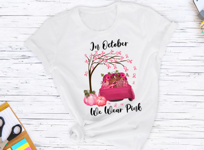 In October We Wear Pink (Truck & Tree) (AVAILABLE IN ALL SIZES)