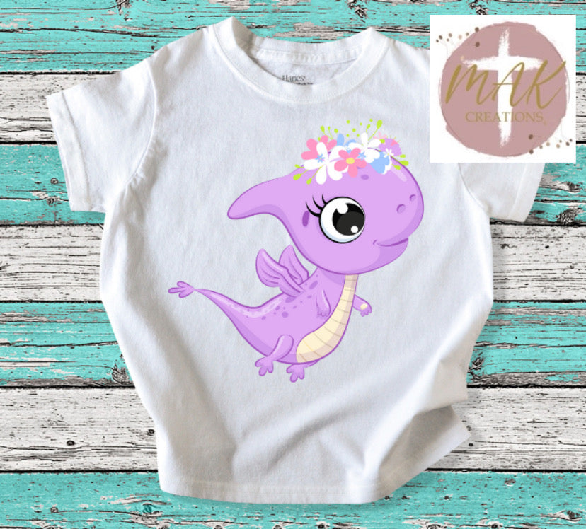 Purple Dino with Wings Floral (AVAILABLE IN ALL SIZES)