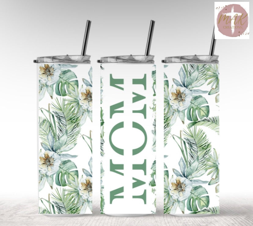 Mom (Green) (20 oz Skinny Tumbler)