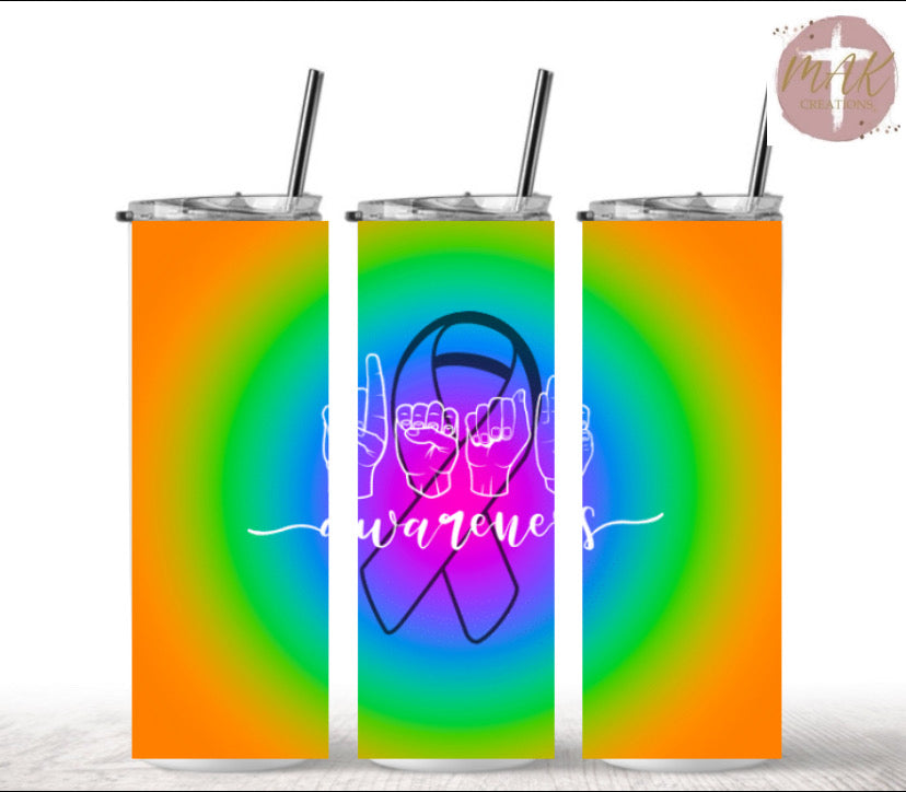 20 oz Skinny Tumbler Deaf Awareness