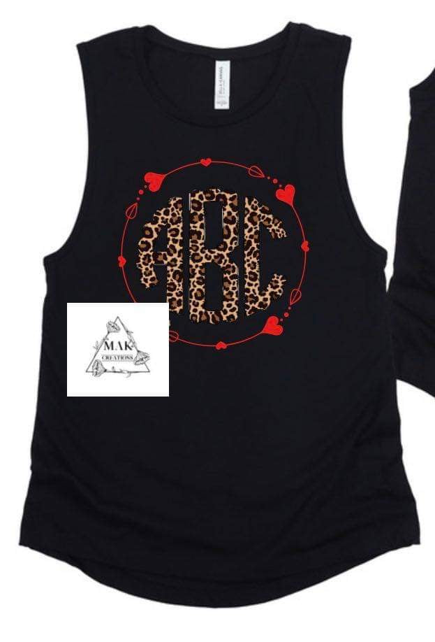 Personalized Monogram Hearts and Arrows Circle (Red)