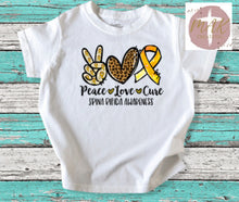 Load image into Gallery viewer, Peace Love Cure Spina Bifida Awareness (AVAILABLE IN ALL SIZES)
