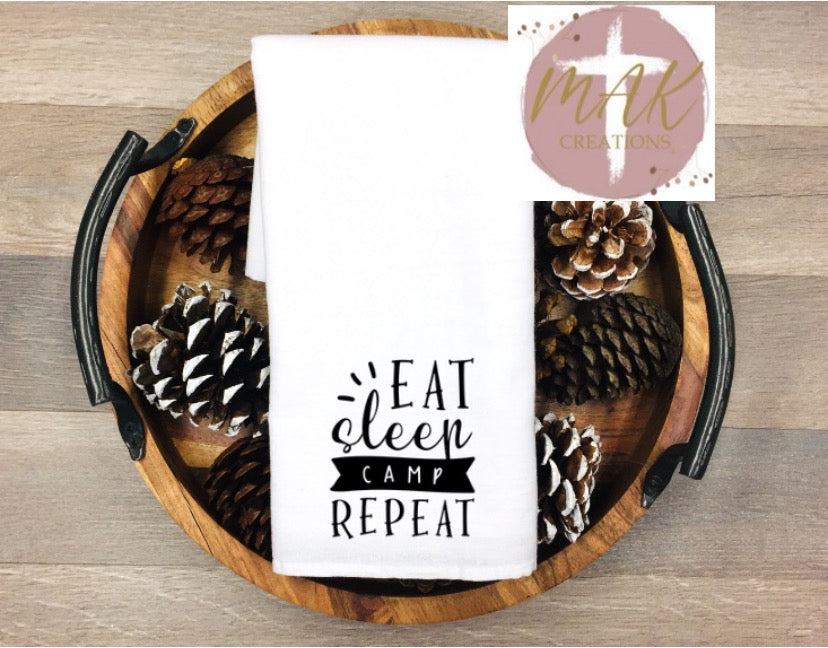 Eat Sleep Camp Repeat (AVAILABLE IN ALL SIZES AND TEA TOWELS)